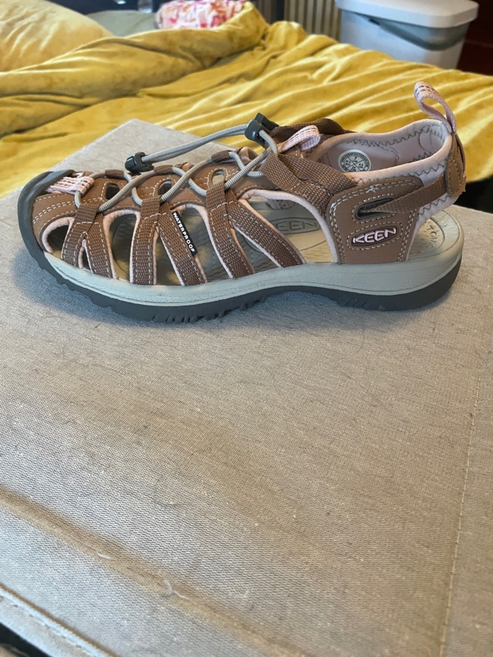 Keen Brown and Pink Closed-Toe Outdoor Sandal - Picture 2 of 6